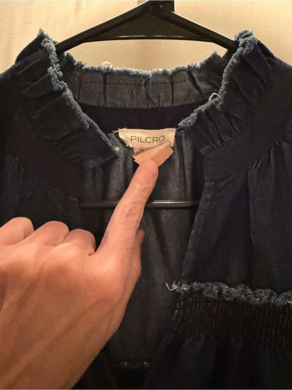 Pilcro Tiered Denim Swing Smock Dress Small Navy Jean - Picture 12 of 16